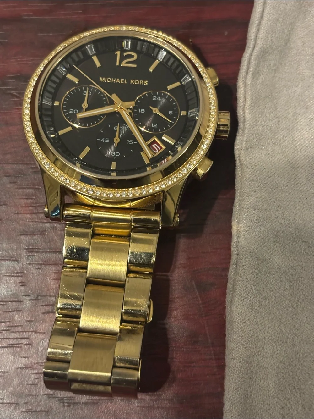 Michael Kors Gold and Black Chronograph Watch. MK6063